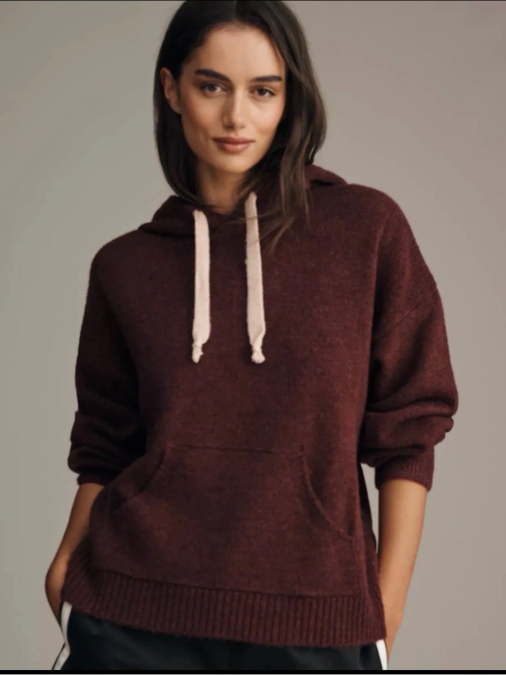 Anthropologie Daily Practice Huddle Up Pop Cord Hoodie Plum Red Size SP NWT